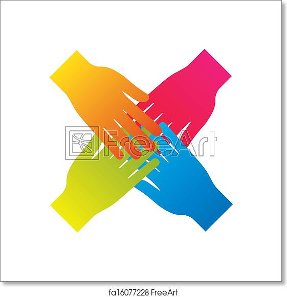 561x581 Free Art Print Of Popular Hand Connecting Teamwork Icon Concept