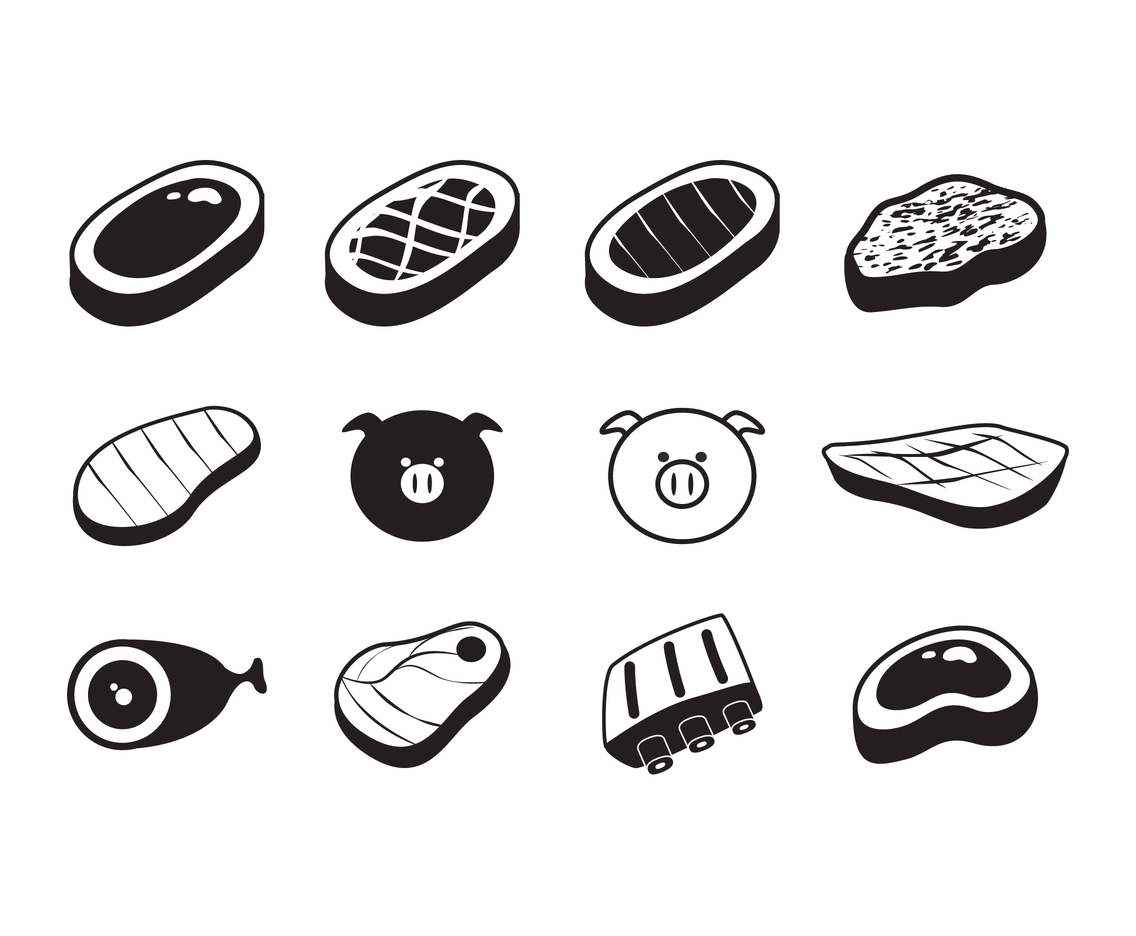 Pork Cuts Icon Vector Set Vector Art Graphics 1136x936 Pork Cuts Icon Vector Set Vector Art Graphics