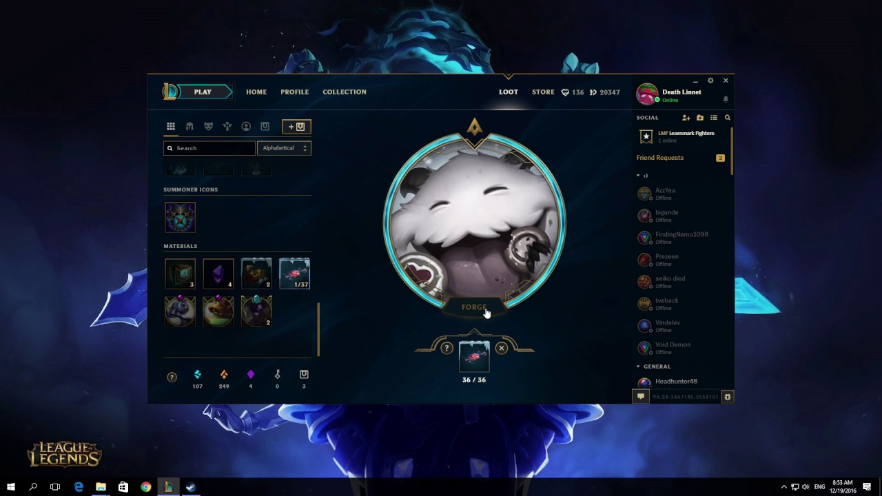 1280x720 Crafting Poro Snax Lover Icon And Temporary Emote League