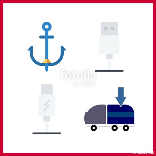 500x500 Port Icon Vector Illustration Port Set Anchor And Usb Cable
