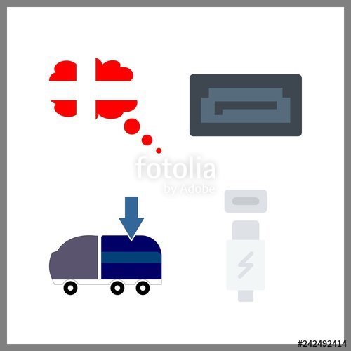 500x500 Port Icon Vector Illustration Port Set Usb Cable And Freight