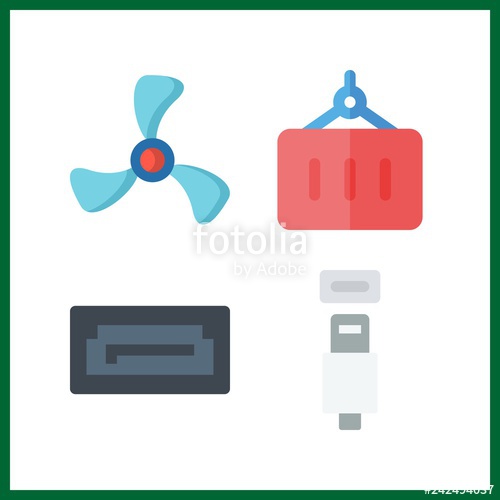 500x500 Port Icon Vector Illustration Port Set Usb Cable And Sata