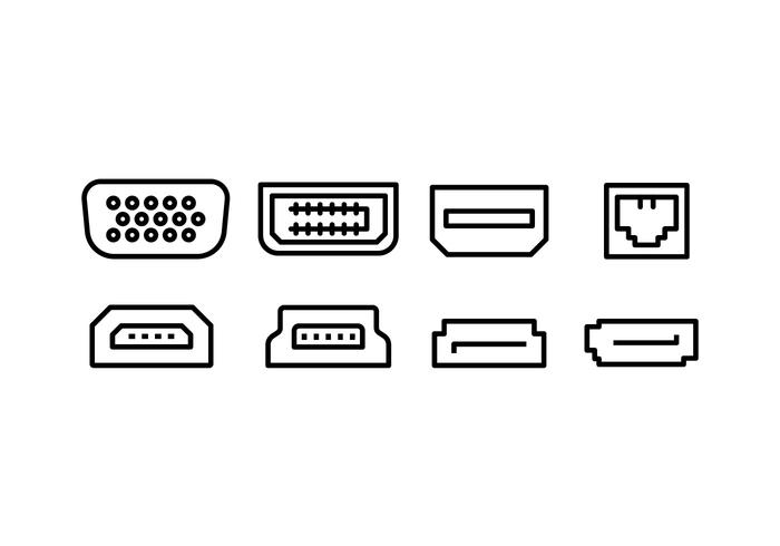 700x490 Computer Interface Port Icon Set