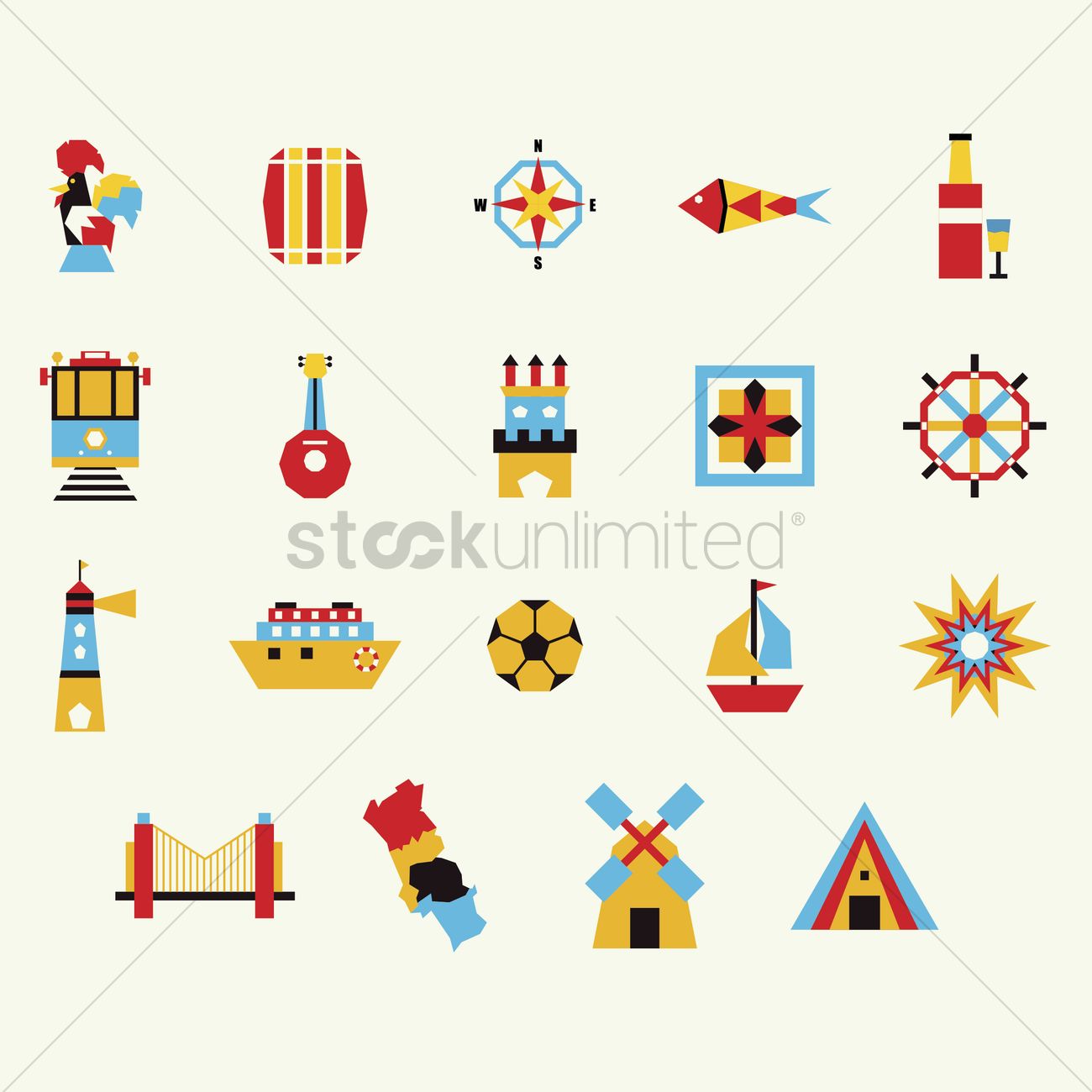 1300x1300 Set Of Portugal Icons Vector Image