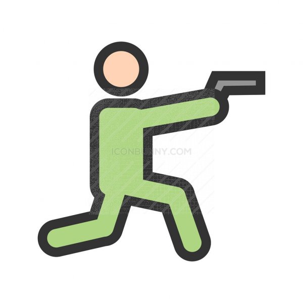 600x600 Shooting In Sitting Position Line Filled Icon