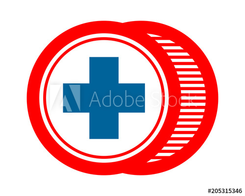 500x400 Blue Red Cross Positive Icon Image Vector Logo Symbol