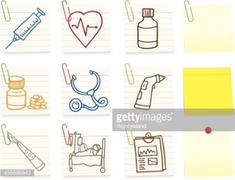 474x362 Medical Post It Note Icon Set Premium Clipart