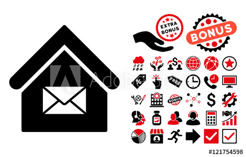 500x320 Post Office Icon With Bonus Symbols Vector Illustration Style Is