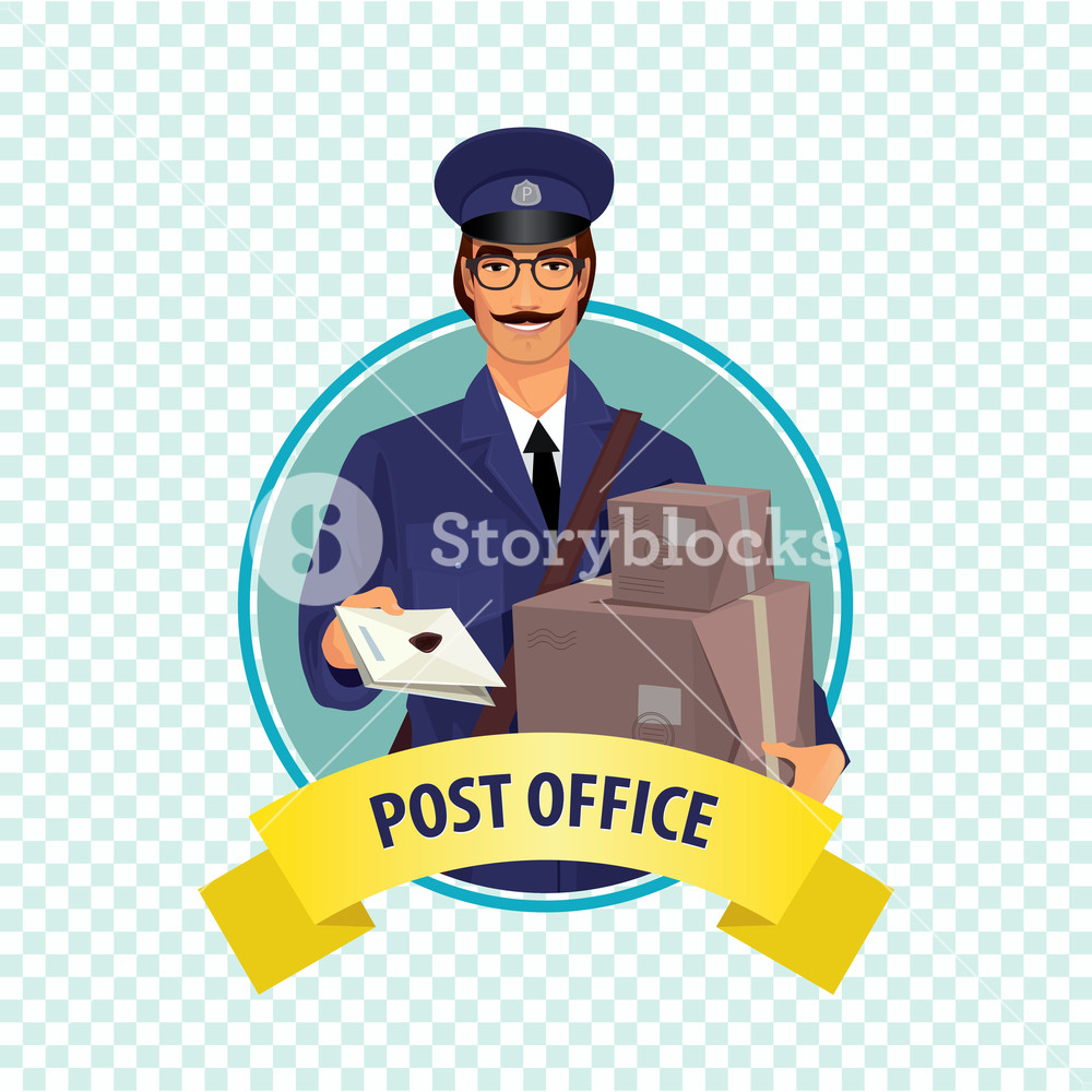1000x1000 Isolate Round Icon On White Background With Postman, Man