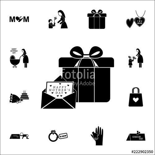 500x500 Box With Gift And Postcard Icon Mother's Day Icons Universal Set