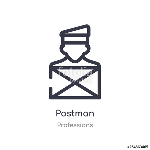 500x500 Postman Outline Icon Isolated Line Vector Illustration