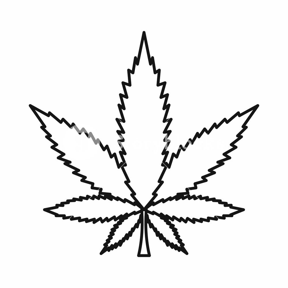 1000x1000 Cannabis Marijuana Leaf Icon In Outline Style Isolated On White