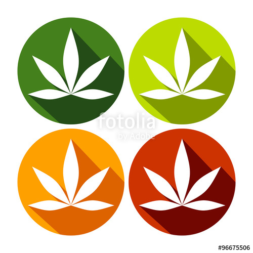 500x500 Simple Cannabis Leaf Circle Flat Icons Stock Image And Royalty
