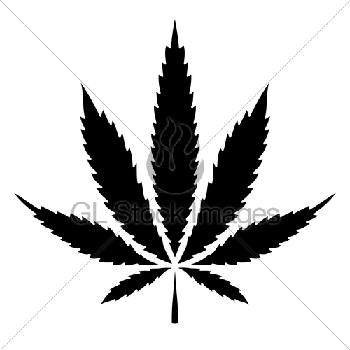 500x500 Solid Black Cannabis Marijuana Leaf Vector Icon Gl Stock Images