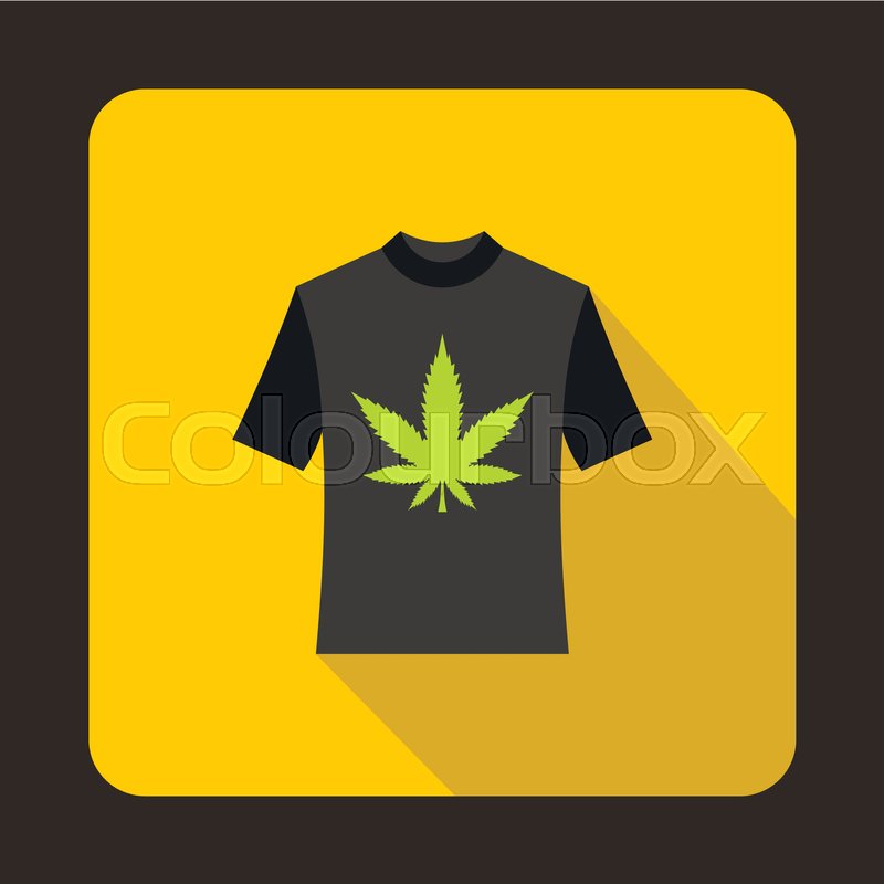 800x800 T Shirt With Marijuana Leaf Icon, Flat Stock Vector Colourbox