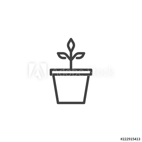 500x500 Plant In A Pot Outline Icon Linear Style Sign For Mobile Concept