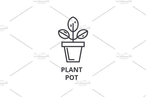 580x387 Plant Pot Line Icon, Outline Sign, Linear Symbol, Vector, Flat
