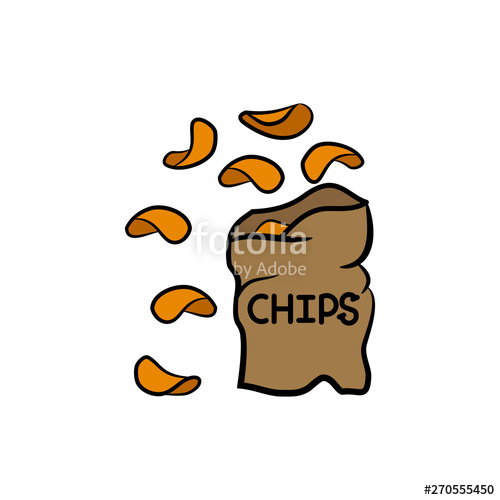 500x500 Potato Chips Icon Fast Food Logo On White Background Stock