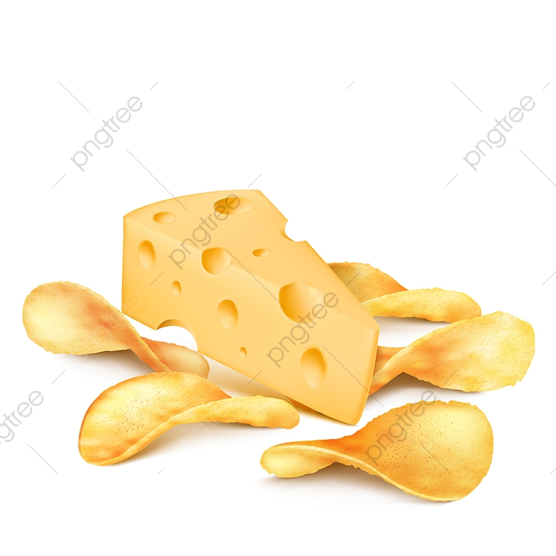 800x800 Cheese And Potato Chips Vector Realistic Icon For Snack Produ