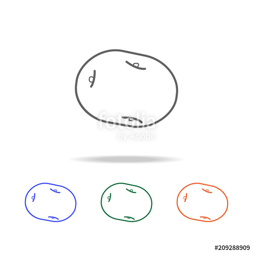 500x500 Outline Potato Icon Elements Of Fruits And Vegetables In Multi