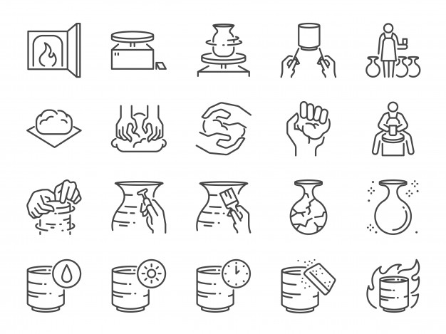626x469 Pottery Line Icon Set Vector Premium Download