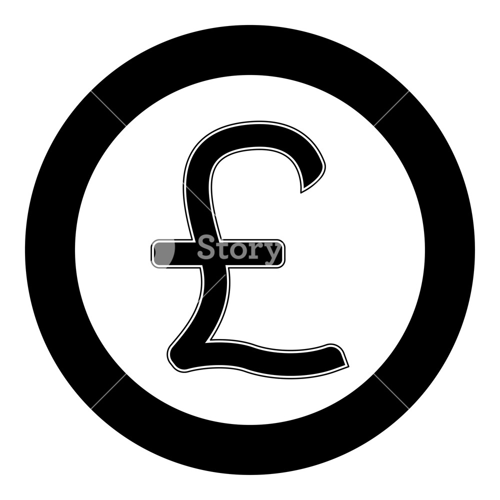 1000x1000 Pound Sterling Icon Black Color In Circle Vector Illustration