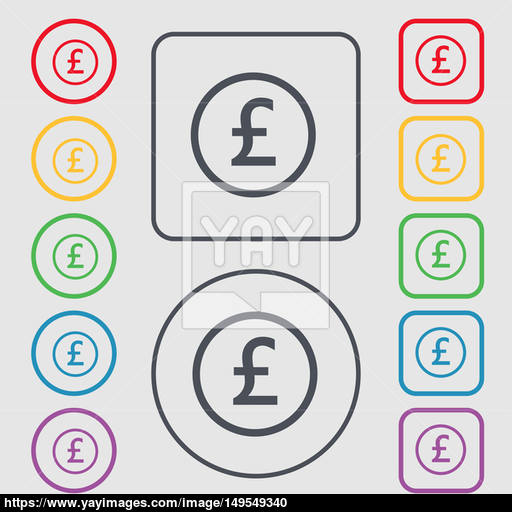 512x512 Pound Sterling Icon Sign Symbol On The Round And Square Buttons