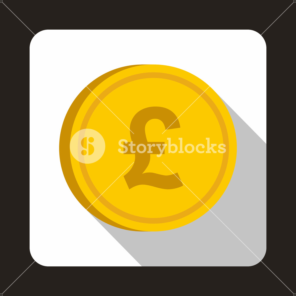 1000x1000 Coin Pound Sterling Icon In Flat Style With Long Shadow Monetary