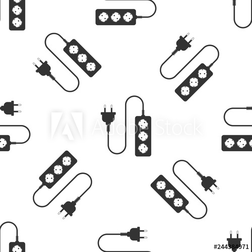 Electric Extension Cord Icon Seamless Pattern On White Background 500x500 Electric Extension Cord Icon Seamless Pattern On White Background
