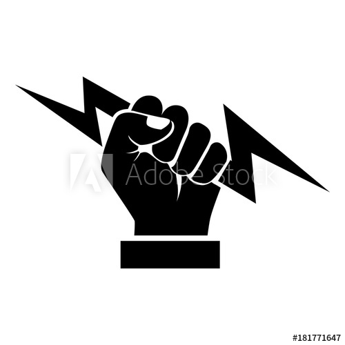 500x500 Lightning Holding In Hand Black Silhouette Vector Illustration