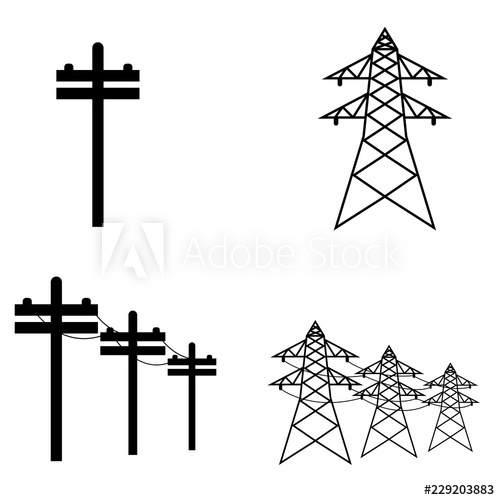500x500 Power Lines Icon, Logo On White Background