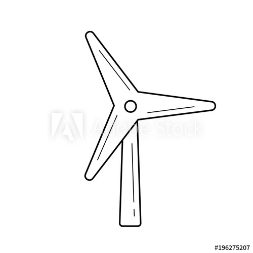 500x500 Wind Generator Vector Line Icon Isolated On White Background