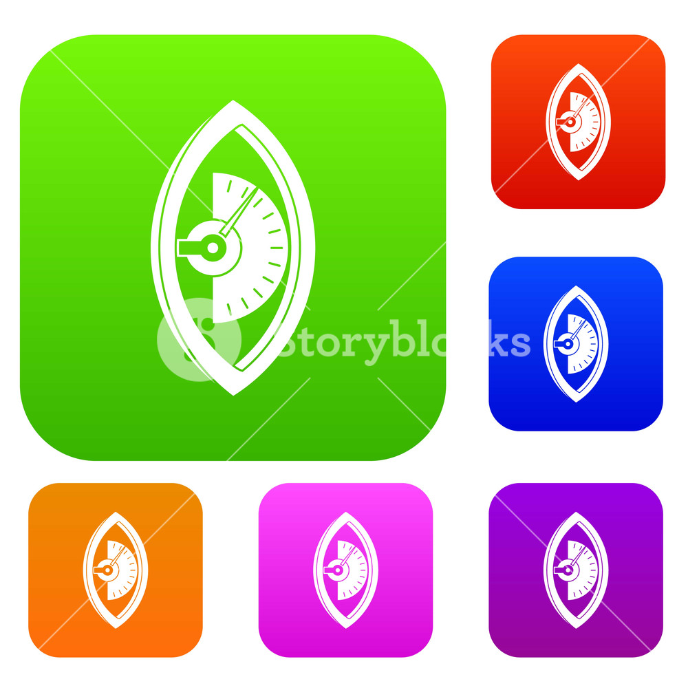 1000x1000 Hand Power Meter Set Icon Color In Flat Style Isolated On White