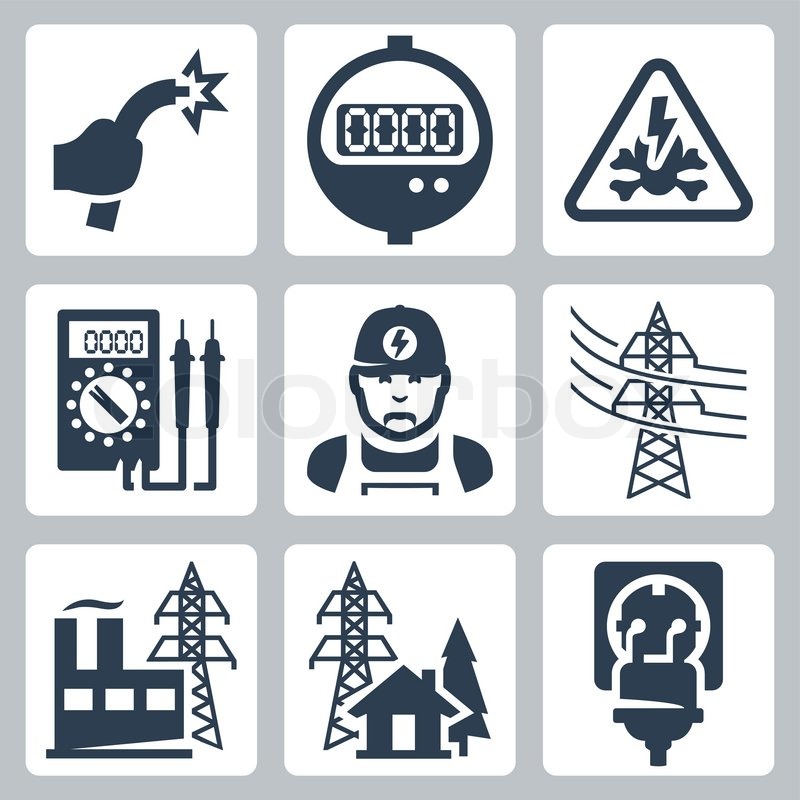 800x800 Vector Power Industry Icons Set Bared Stock Vector Colourbox