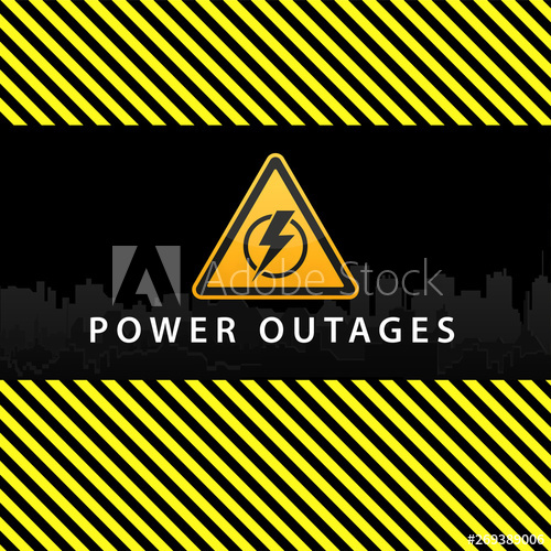 500x500 Power Outage, Warning Poster In Yellow And Black With A Beautiful