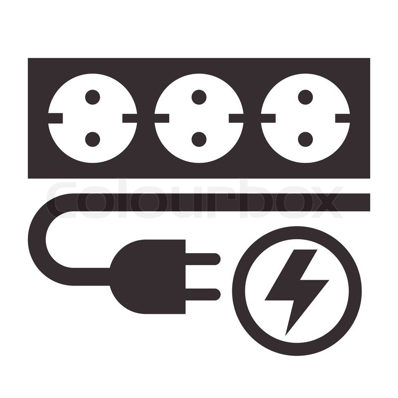 800x800 Power Outlet, Plug And Lightning Sign Stock Vector Colourbox
