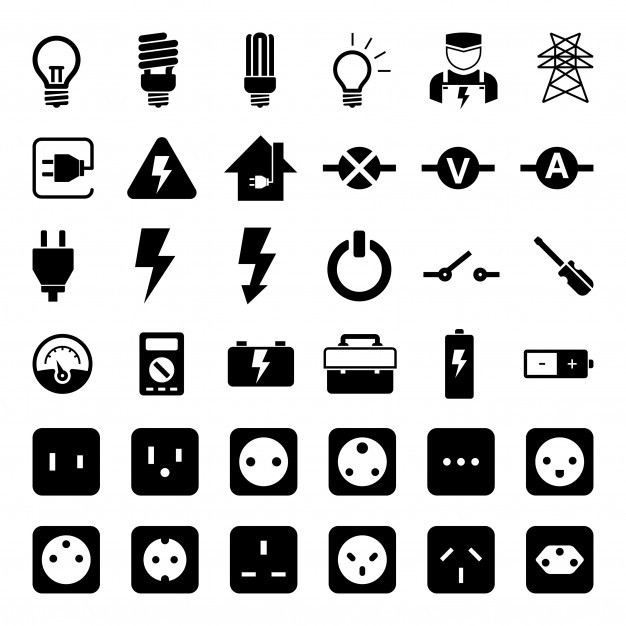 626x626 Power Socket And Electricity Tool Icon Set Vector Premium Download