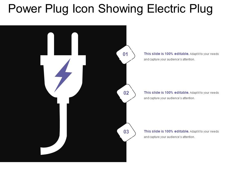 960x720 Power Plug Icon Showing Electric Plug Powerpoint Slide Template