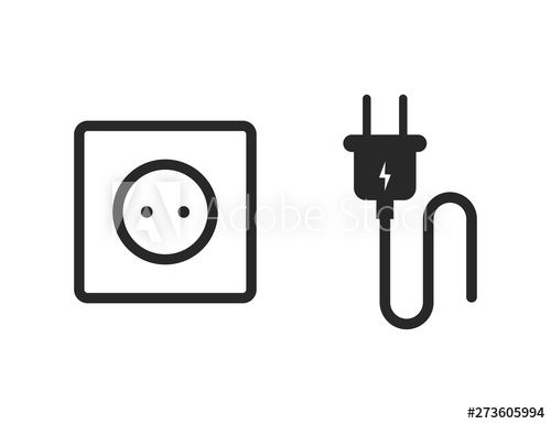500x385 Socket Plug Icon With Cable Connector Power Tehnology Element