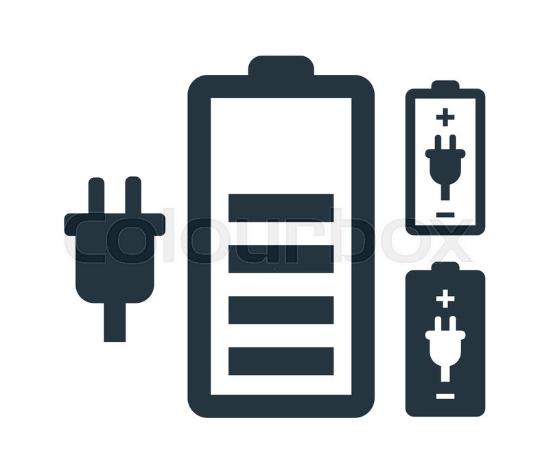 800x689 Battery With Power Plug Icon Set Stock Vector Colourbox
