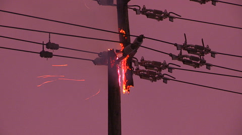 480x268 Hydro Power Pole And Electrical Wires On Fire In Toronto Ice Storm