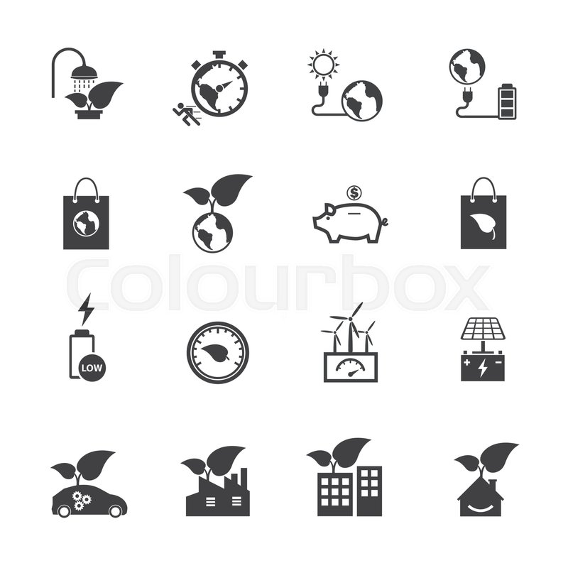 800x800 Ecology And Power Saving Icons Set Stock Vector Colourbox