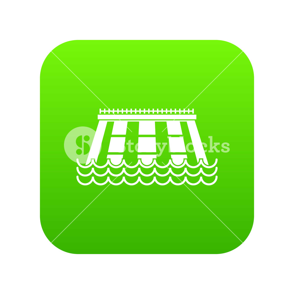 1000x1000 Hydroelectric Power Station Icon Digital Green For Any Design