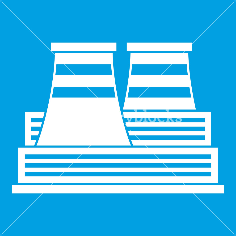 1000x1000 Power Station Icon White Isolated On Blue Background Vector