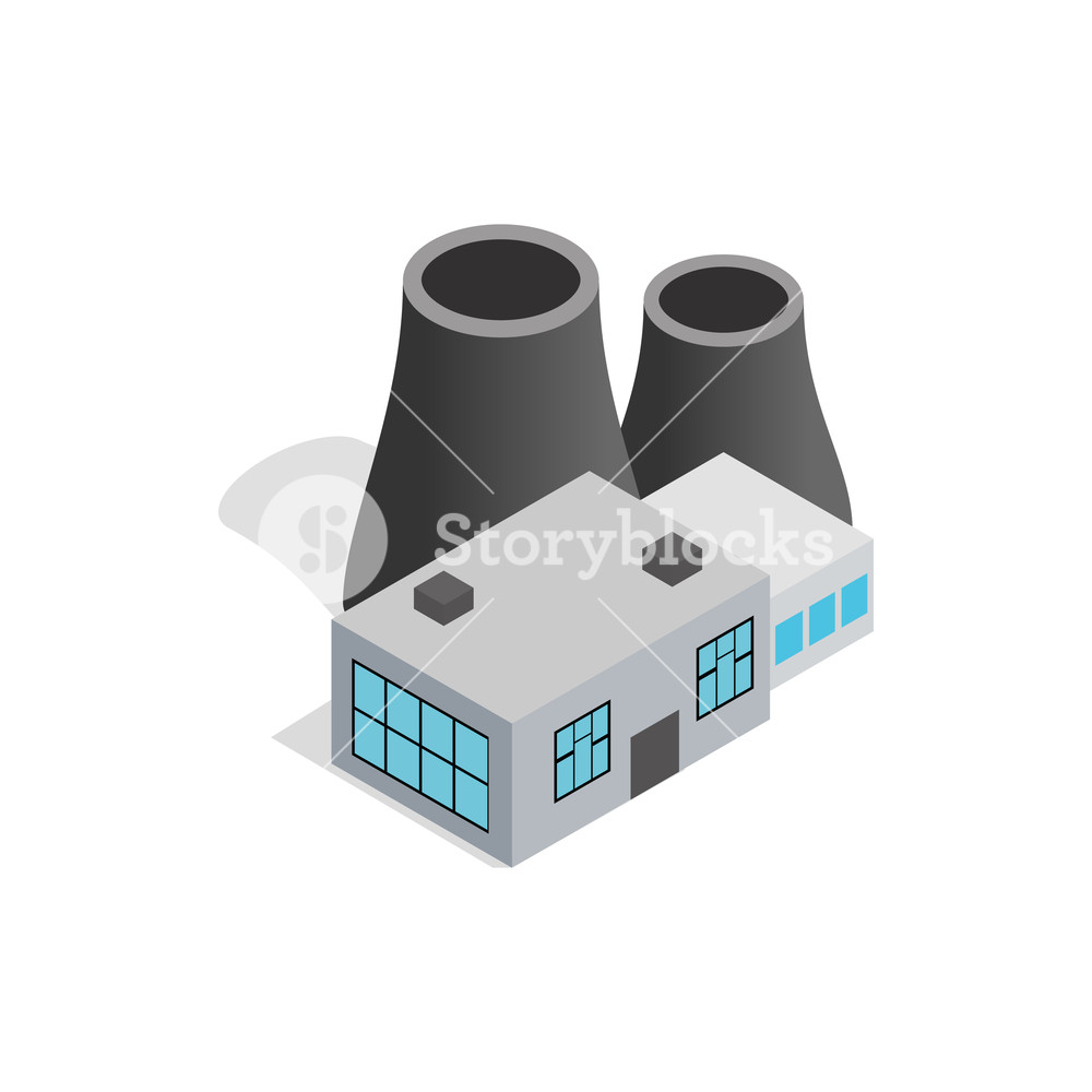 1000x1000 Thermal Power Station Icon In Isometric Style Isolated On White