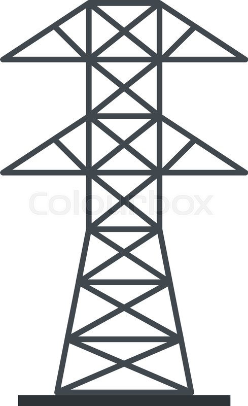 489x800 Electric Power Station Icon Flat Stock Vector Colourbox