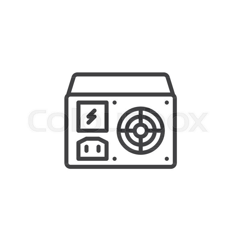 800x800 Power Supply Unit Line Icon, Outline Stock Vector Colourbox