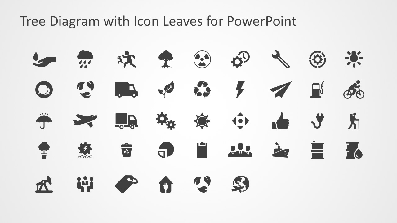 1280x720 Tree Diagram With Icon Leaves For Powerpoint