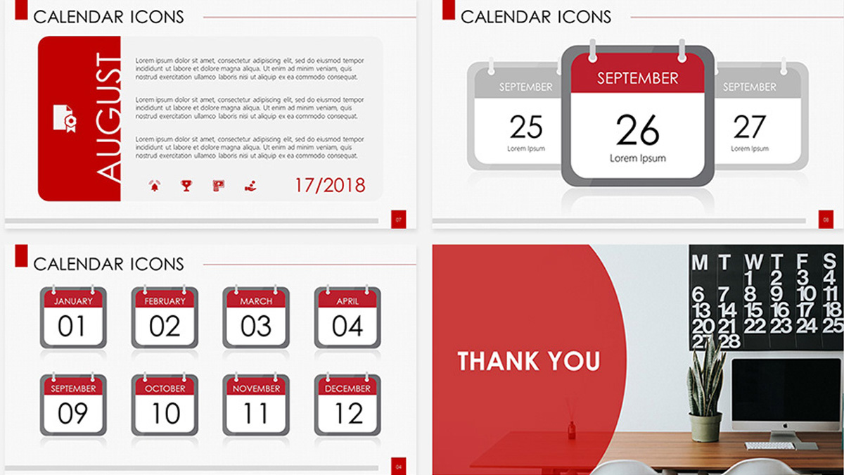 1200x675 Calendar Icons Free Powerpoint Template