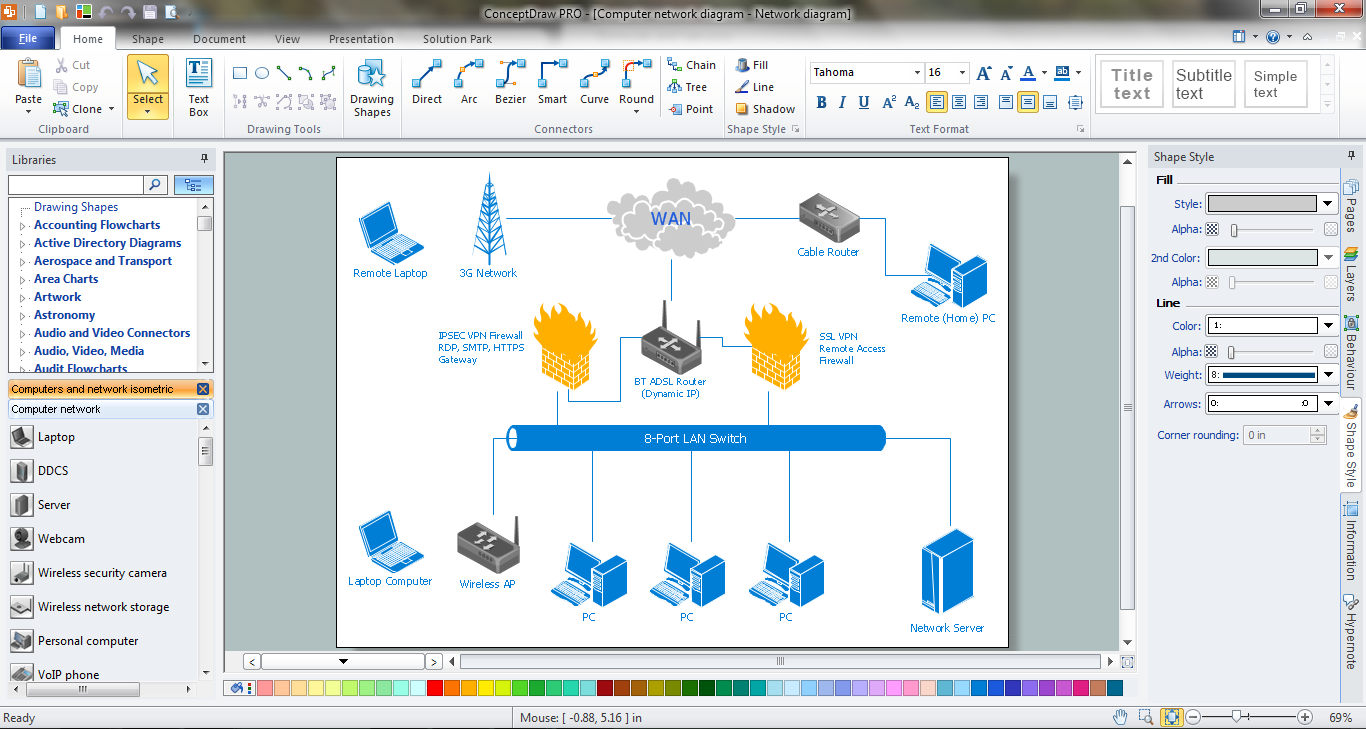 1366x729 Powerpoint Network Shapes